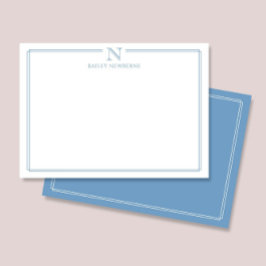 Tarjeta Pequeña Papel de Carta Moderno con Monograma Inicial y Bor