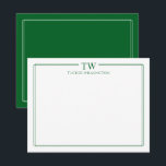 Tarjeta Pequeña Papel de carta moderno de dos iniciales con borde<br><div class="desc">Este diseño presenta un borde doble delgado con espacio para un monograma de 2 letras y nombre/texto en la parte superior. Haga clic en el botón personalizar si desea ajustar los elementos del diseño y/o modificar aún más el texto. Variaciones de este diseño, colores adicionales, así como productos coordinados están...</div>