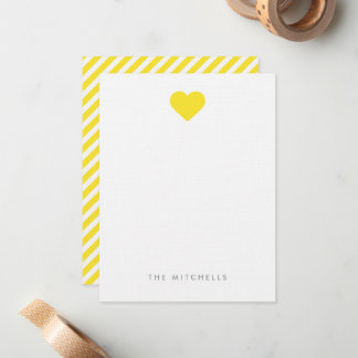 Tarjeta Pequeña Papel de Carta Monograma Corazón Dulce Amarillo