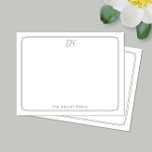 Tarjeta Pequeña Papel de Carta para Familia Monograma de Letra Cor<br><div class="desc">Este diseño presenta un borde doble delgado con espacio para un bonito monograma de letra script en la parte superior y nombre/texto en la parte inferior. ¡Haga clic en el botón personalizar si desea ajustar los elementos del diseño y/o modificar aún más el texto! Variaciones de este diseño, colores adicionales,...</div>