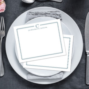 Tarjeta Pequeña Papel de carta para recién casados azul marino con