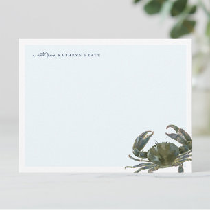 Tarjeta Pequeña Papel de carta personal Cangrejo Azul Acuarela Cos