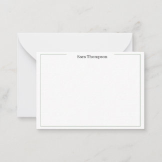 Tarjeta Pequeña Papel de carta personal clásico con monograma negr