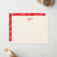 Papel de carta personal con lazo simple rojo festi