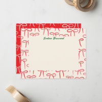 Papel de carta personal con lazos simples rojos y