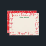 Tarjeta Pequeña Papel de carta personal simple rojo y crema con la<br><div class="desc">Un patrón de lazos simples y dulces dibujados a mano en rojo cereza festivo sobre blanco cálido da a esta tarjeta de nota de papelería personal plana un aire despreocupado y femenino, perfecto para enviar notas de agradecimiento después de Navidad o como un regalo de anfitriona personalizado y festivo. ¡No...</div>