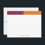 Tarjeta Pequeña Papel de carta personalizado Banda Naranja Granate<br><div class="desc">Este diseño simple y moderno presenta una banda de 2 colores con 2 iniciales y nombre/texto en la parte inferior. Haga clic en el botón personalizar si desea ajustar los elementos del diseño y/o modificar aún más el texto. Variaciones de este diseño, colores adicionales, así como productos coordinados están disponibles...</div>
