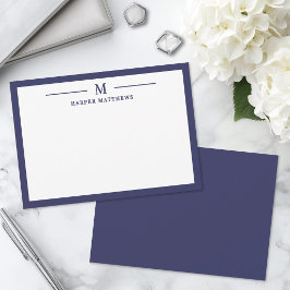 Tarjeta Pequeña Papel de carta personalizado clásico simple azul m