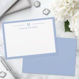 Tarjeta Pequeña Papel de carta personalizado clásico simple azul p