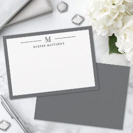 Tarjeta Pequeña Papel de carta personalizado clásico simple gris