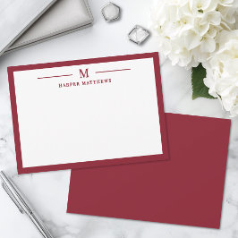 Tarjeta Pequeña Papel de carta personalizado clásico simple rojo