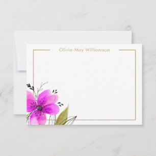 Tarjeta Pequeña Papel de carta personalizado con acuarela floral r