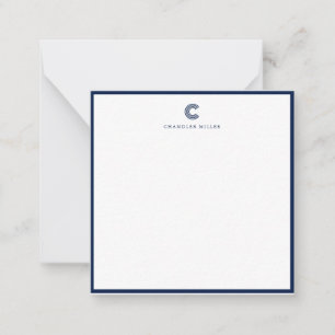Tarjeta Pequeña Papel de carta personalizado con borde azul marino