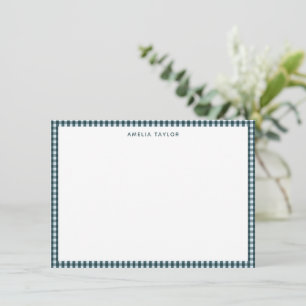 Tarjeta Pequeña Papel de carta personalizado con borde de gingham 