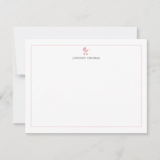 Tarjeta Pequeña Papel de carta personalizado con borde rosa para c