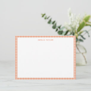 Tarjeta Pequeña Papel de carta personalizado con cuadros de naranj