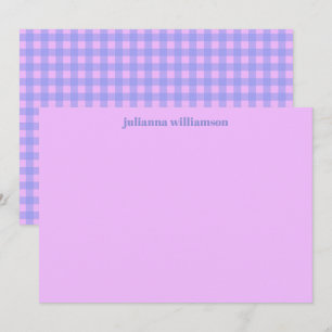 Tarjeta Pequeña Papel de carta personalizado con cuadros rosados y