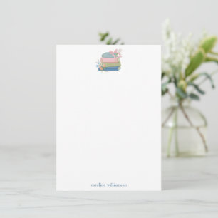 Tarjeta Pequeña Papel de carta personalizado con nombre y flores p