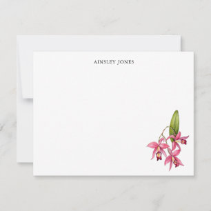 Tarjeta Pequeña Papel de carta personalizado con orquídea acuarela