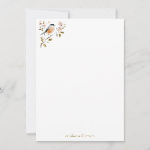 Tarjeta Pequeña Papel de carta personalizado con pájaro cantor acu