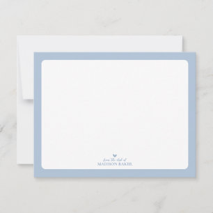 Tarjeta Pequeña Papel de carta personalizado Corazón simple azul