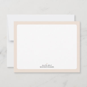 Tarjeta Pequeña Papel de carta personalizado Corazón Simple Beige
