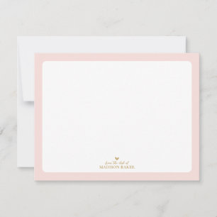 Tarjeta Pequeña Papel de carta personalizado Corazón Simple Rosa
