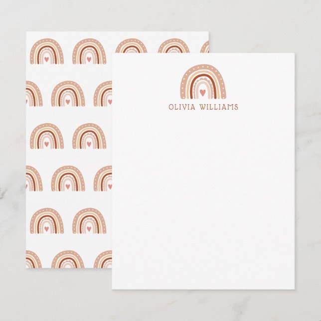 Tarjeta Pequeña Papel de carta personalizado de arcoíris boho past (Anverso / Reverso)
