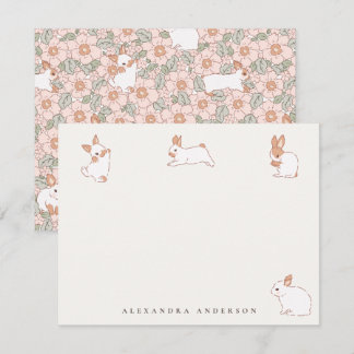 Tarjeta Pequeña Papel de carta personalizado de conejitos lindos