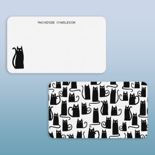 Tarjeta Pequeña Papel de carta personalizado de gato negro