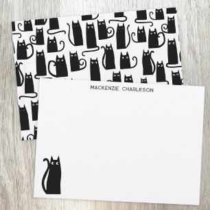 Tarjeta Pequeña Papel de carta personalizado de gato negro diverti