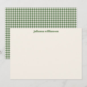 Tarjeta Pequeña Papel de carta personalizado de gingham de cuadros