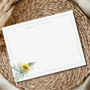 Tarjeta Pequeña Papel de carta personalizado de girasol elegante v
