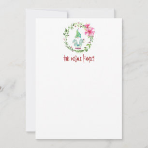 Tarjeta Pequeña Papel de carta personalizado de gnomo de Navidad c