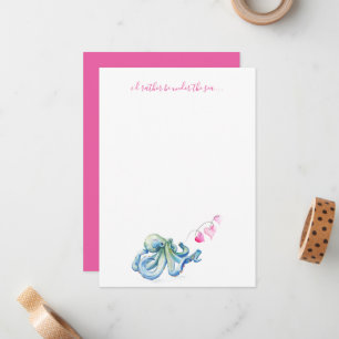 Tarjeta Pequeña Papel de carta personalizado de la costa Acuarela 