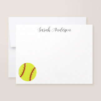 Tarjeta Pequeña Papel de carta personalizado de sóftbol lindo