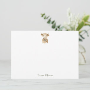 Tarjeta Pequeña Papel de carta personalizado de vaca de las Highla