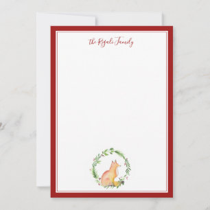 Tarjeta Pequeña Papel de carta personalizado de zorro de Navidad e