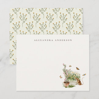 Tarjeta Pequeña Papel de carta personalizado del jardín floral de