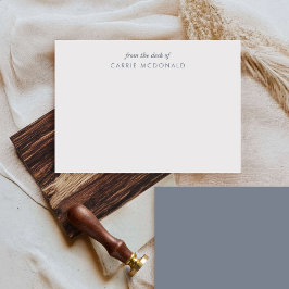 Tarjeta Pequeña Papel de carta personalizado elegante azul y blanc