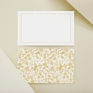 Tarjeta Pequeña Papel de carta personalizado floral dorado chic