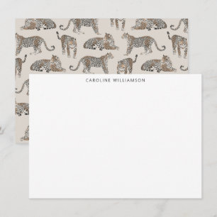 Tarjeta Pequeña Papel de carta personalizado ilustrado con leopard