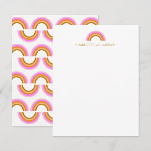 Tarjeta Pequeña Papel de carta personalizado Retro Boho Arcoíris