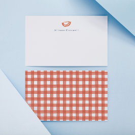 Tarjeta Pequeña Papel de carta personalizado Sandía Picnic Gingham