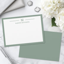 Papel de carta personalizado simple clásico verde