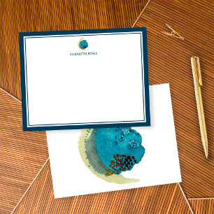 Tarjeta Pequeña Papel de carta personalizado simple de acuarela ab