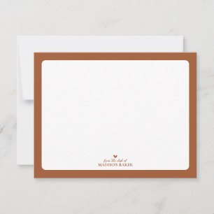 Tarjeta Pequeña Papel de carta personalizado Simple Heart Terracot