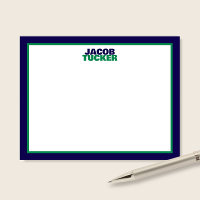 Papel de Carta Preppy con Nombre Superpuesto y Bor