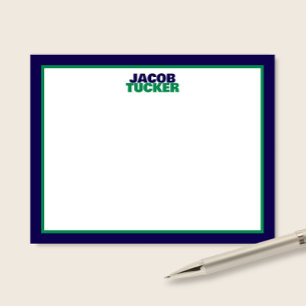 Tarjeta Pequeña Papel de Carta Preppy con Nombre Superpuesto y Bor