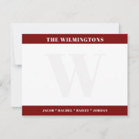 Papel de carta Rojo Oscuro con Nombres de Familia